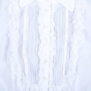 Alice Auaa Frayed Gothic Blouse White