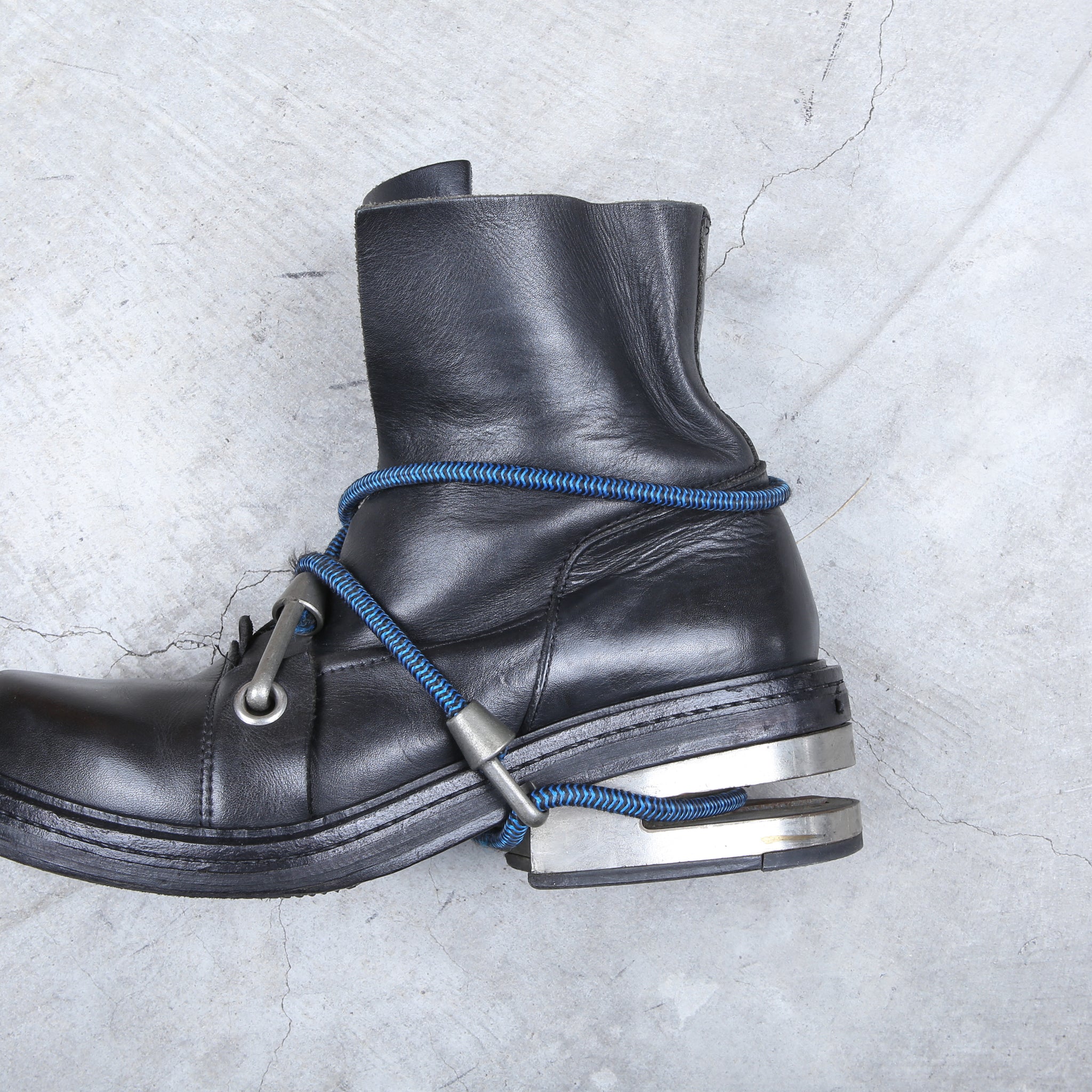 Dirk Bikkembergs Black Bungee Boots 1996 Steel Cut Heel Size 41