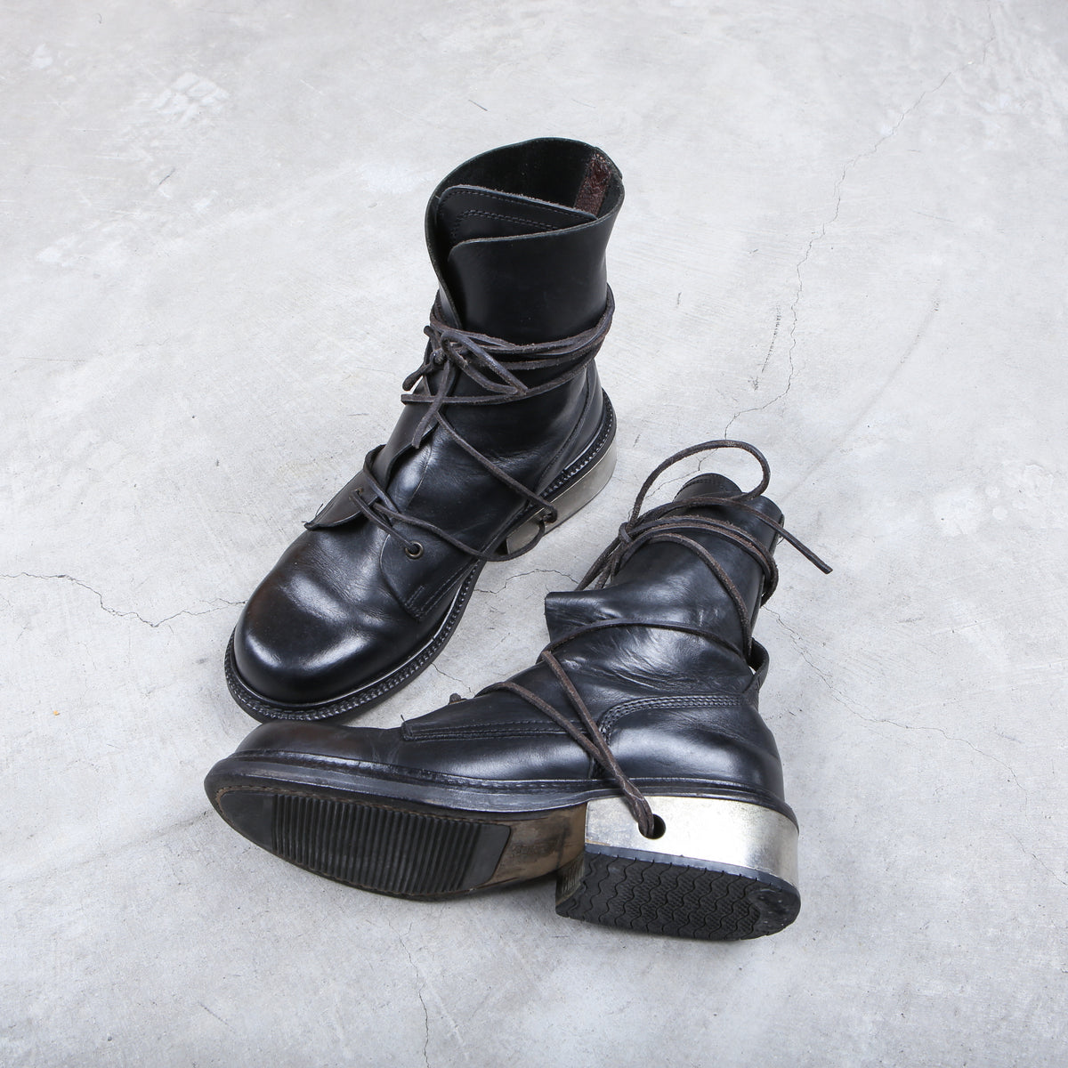 Dirk Bikkembergs Boots Metal Lace Through Heel in Black Size 41