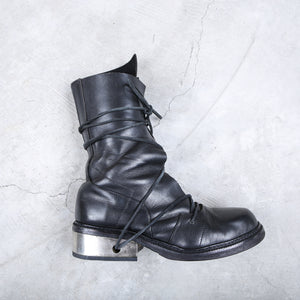 Dirk Bikkembergs Hommes Black Metal Lace Through Heel Boots Size 44