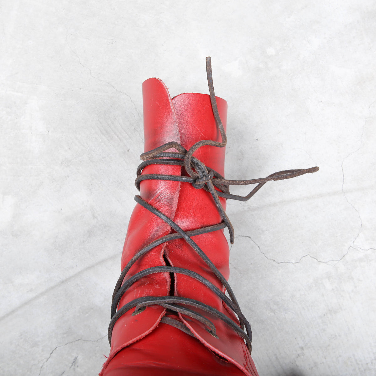 Dirk Bikkembergs Boots Red Steel Lace Wrapped – akaibu.co