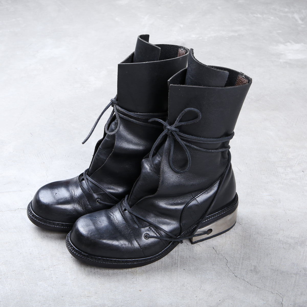 Dirk Bikkembergs Hommes Black Metal Lace Through Heel Boots 