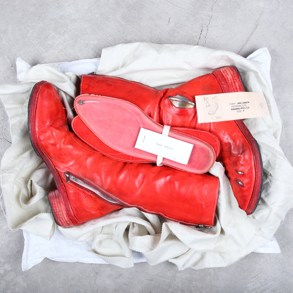 靴 Carol Christian Poell Prosthetic Boots Carol Christian Poell Red Prosthetic Tornado Boots – akaibu.co