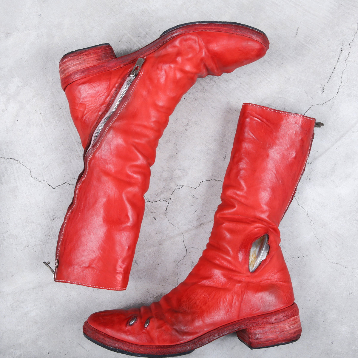 Carol Christian Poell Red Prosthetic Tornado Boots – akaibu.co