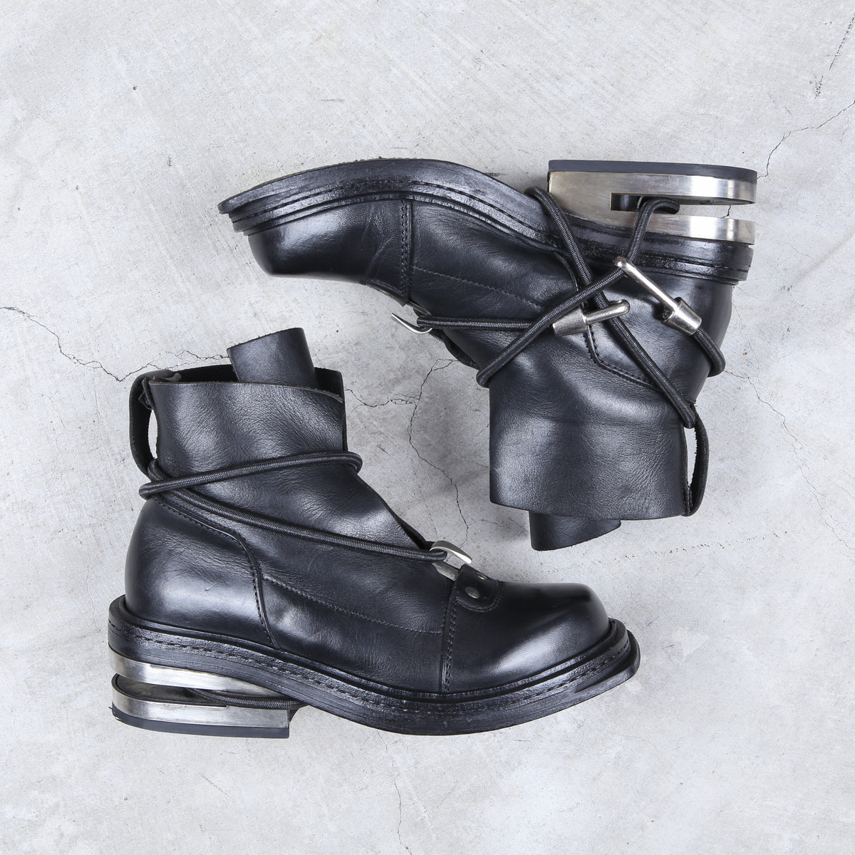 Dirk Bikkembergs Black Mountaineering Metal Heel Boots – akaibu.co