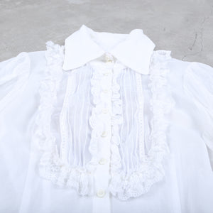 Alice Auaa Frayed Gothic Blouse White