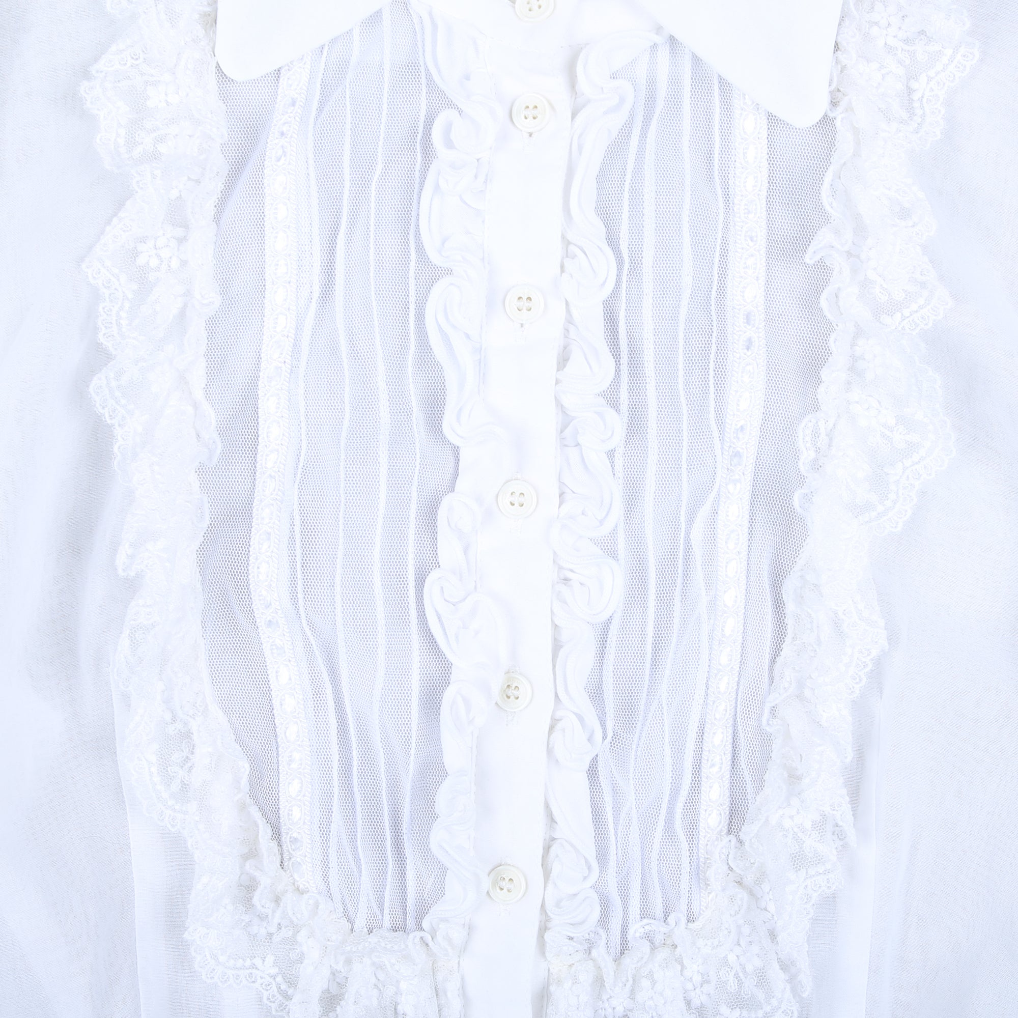 Alice Auaa Frayed Gothic Blouse White