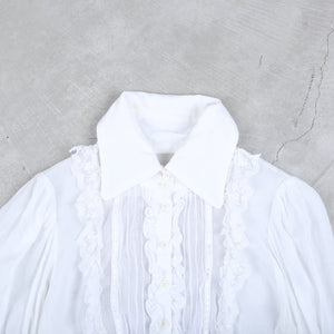 Alice Auaa Frayed Gothic Blouse White