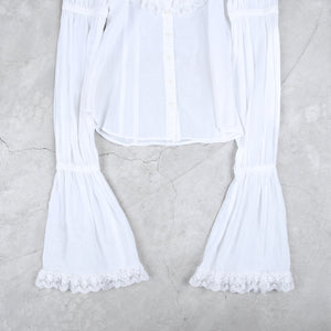 Alice Auaa Frayed Gothic Blouse White