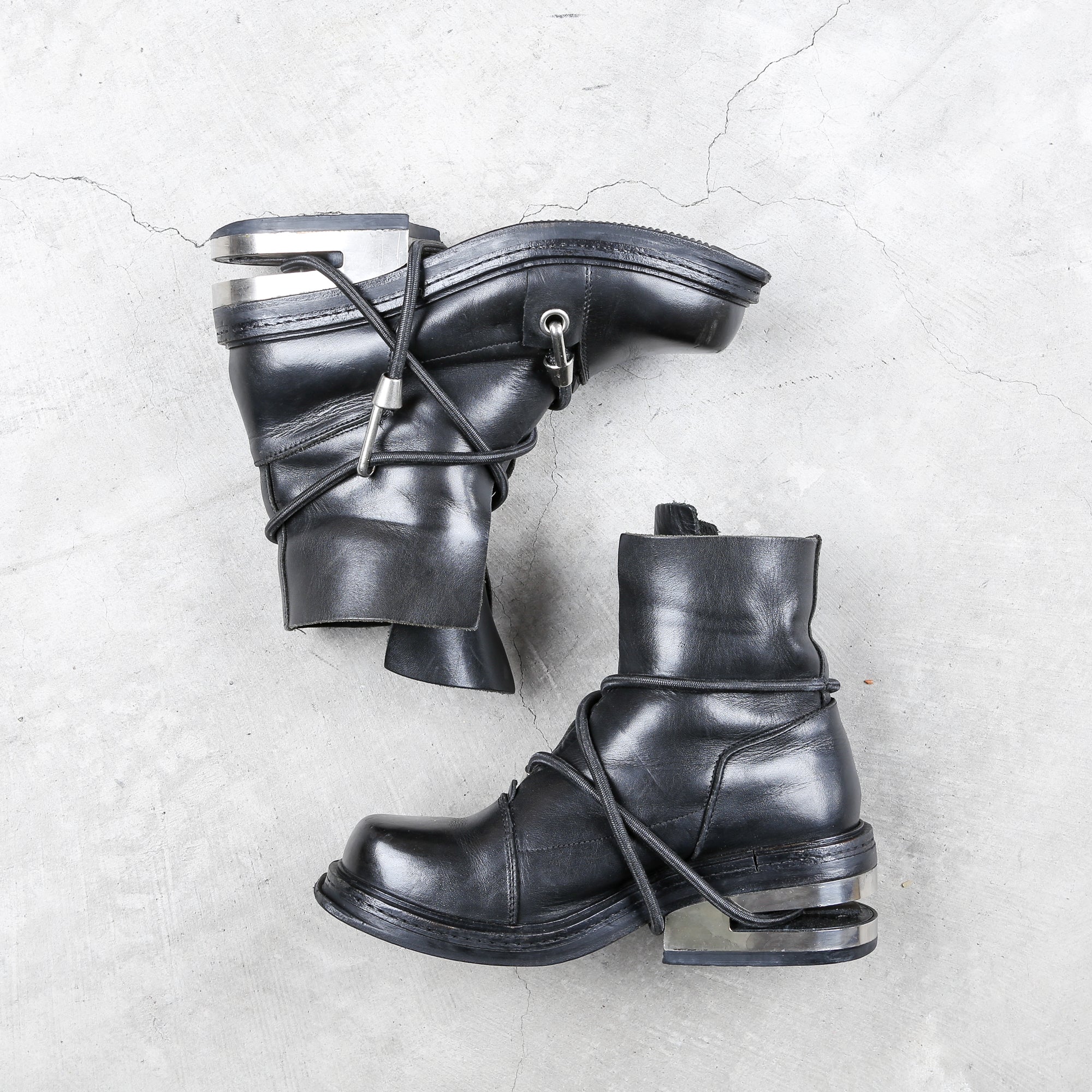 A/W 1996 Dirk Bikkembergs metal heel bungee cord boots