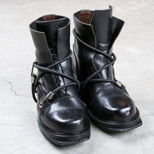 Dirk Bikkembergs Black Bungee Boots 1996 Steel Cut Heel Size 40