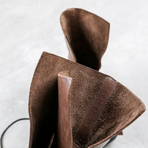 Dirk Bikkembergs Brown Metal Lace Through Heel Boots Size 40