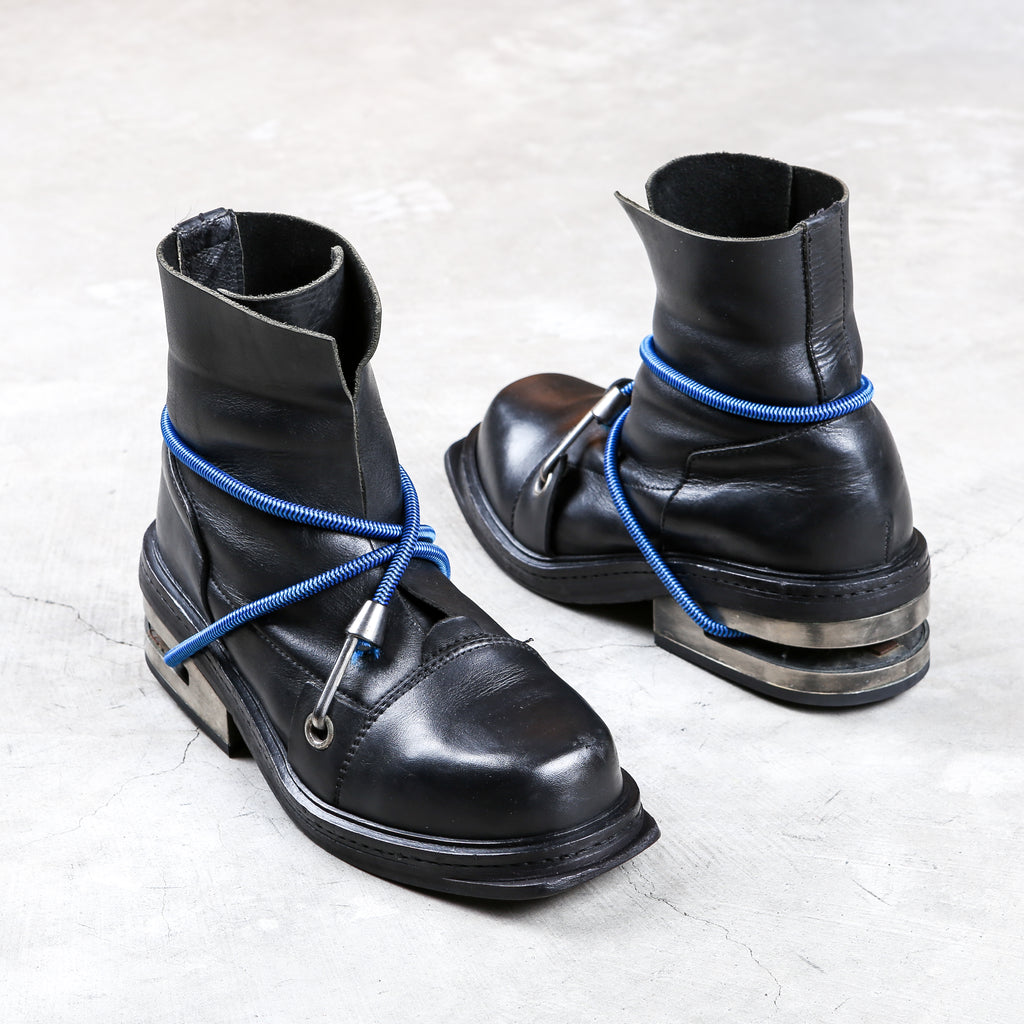 Dirk Bikkembergs Black Bungee Boots 1996 Steel Cut Heel Size 40