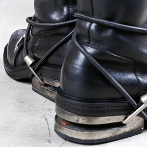 Dirk Bikkembergs Black Bungee Boots 1996 Steel Cut Heel Size 41.5