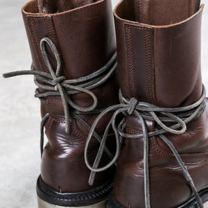 Dirk Bikkembergs Brown Metal Lace Through Heel Boots Size 41