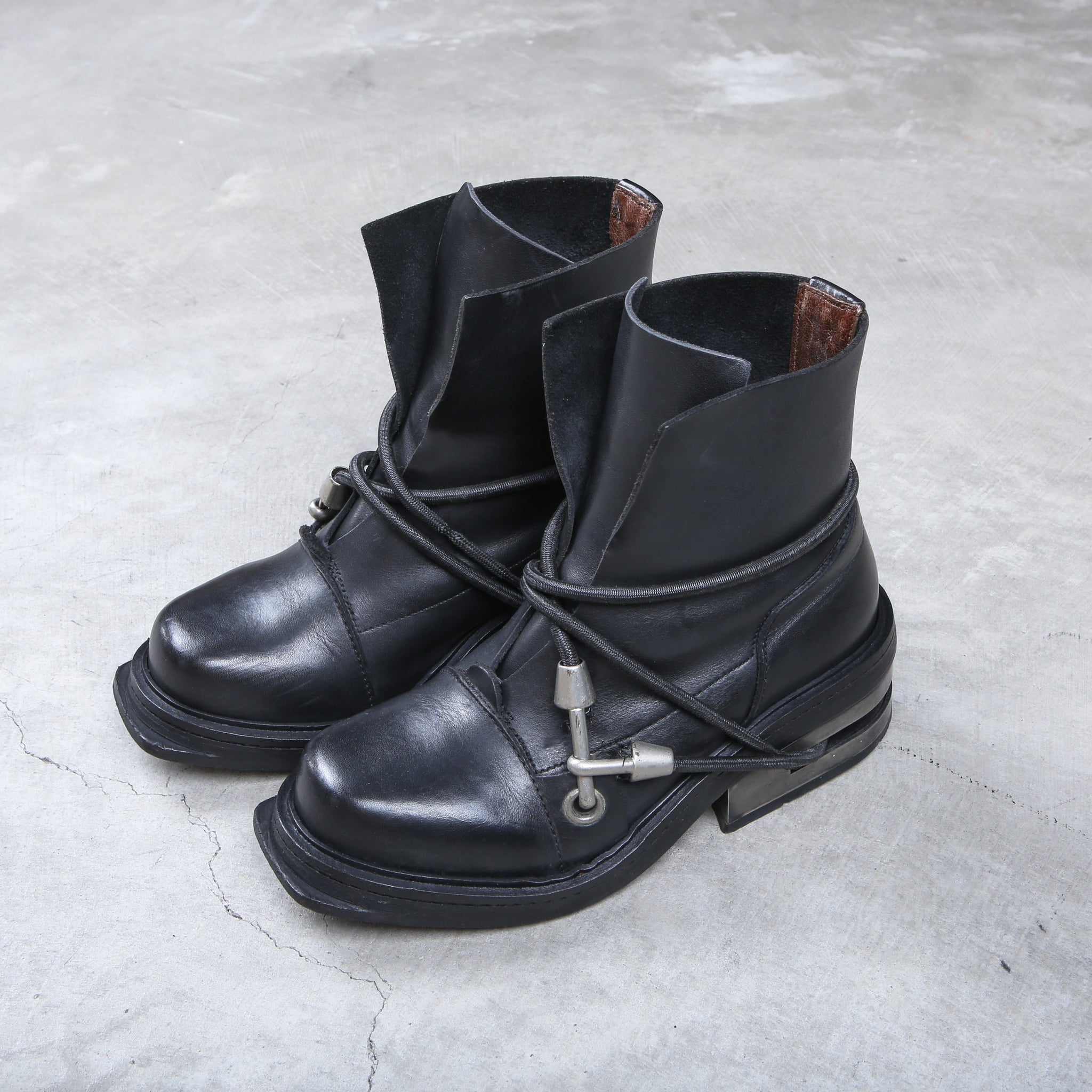 Dirk Bikkembergs Black Bungee Boots 1996 Steel Cut Size 38