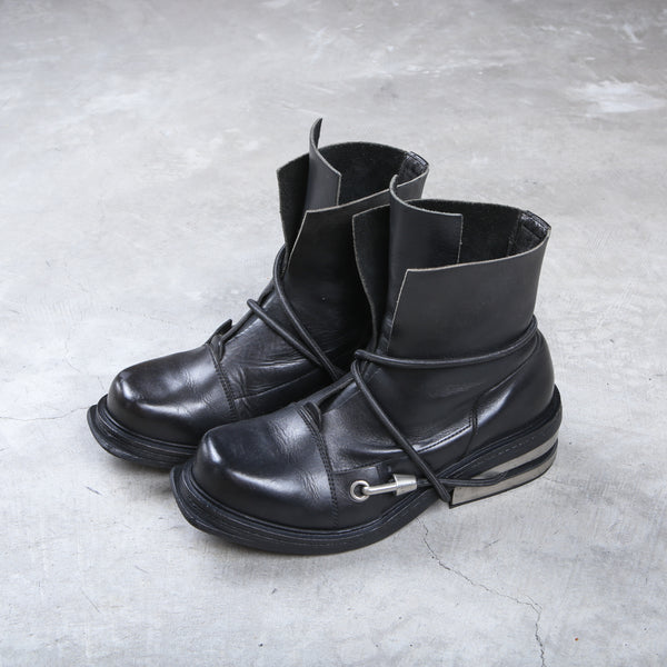 DIRK BIKKEMBERGS ブラックパンプス Dirk Bikkembergs Black Bungee Boots 1996 Steel Cut Heel Size 43