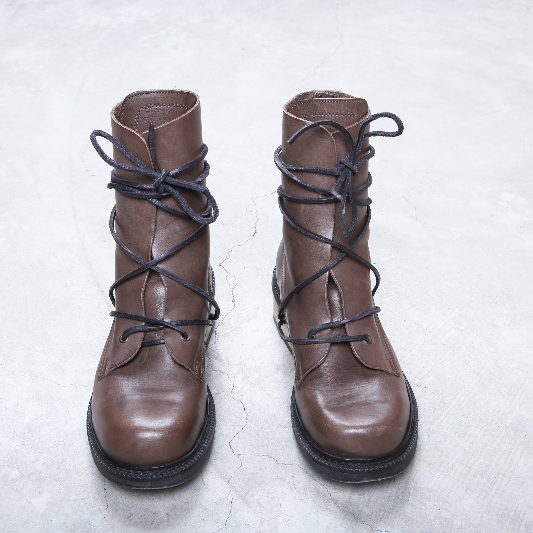 Dirk Bikkembergs Boots Metal Lace Through Heel in Brown Size 39 ½