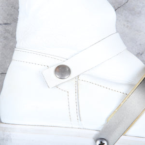 Dirk Bikkembergs White Boots With Metal and Leather Snap On Size 37