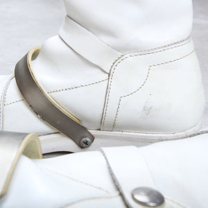 Dirk Bikkembergs White Boots With Metal and Leather Snap On Size 37