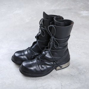 Dirk Bikkembergs Hommes Black Metal Lace Through Heel Boots Size 44