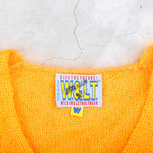 W & LT Mohair Orange Cut Sleeve Sweater