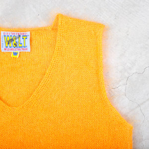 W & LT Mohair Orange Cut Sleeve Sweater