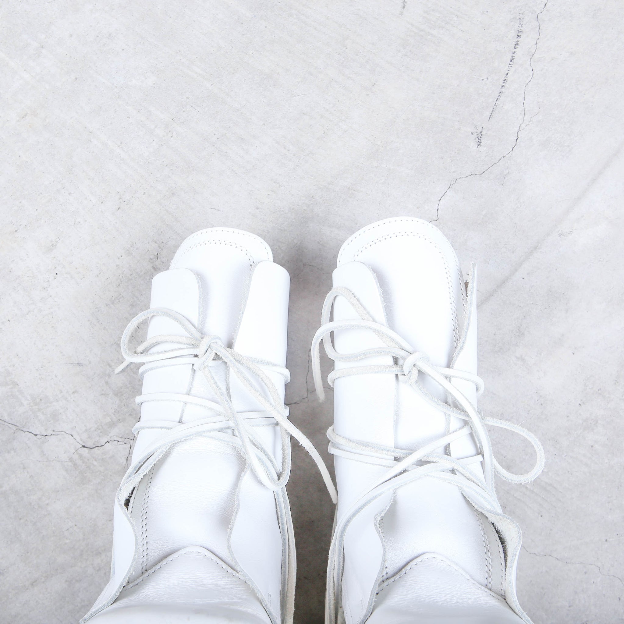 Dirk Bikkembergs White Tall Lace Through Heels 90s