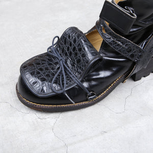 20471120 Black Boots Reptilian Leather Wrapped AW/97
