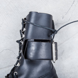 Dirk Bikkembergs Black Metal Lace Through Heel Boots With Buckle