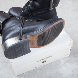 Dirk Bikkembergs Black Metal Lace Through Heel Boots With Buckle