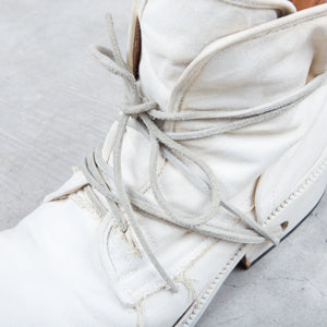 Dirk Bikkembergs White Waxed Lace Through Heel Boots