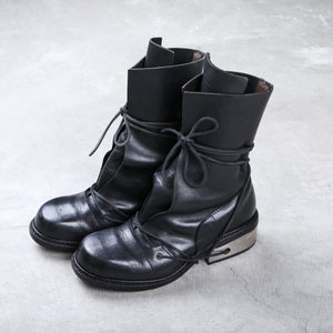 Dirk Bikkembergs Hommes Black Metal Lace Through Heel Boots