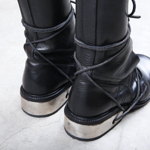 Dirk Bikkembergs Hommes Black Metal Lace Through Heel Boots