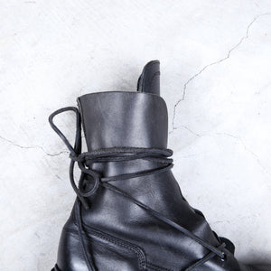 Dirk Bikkembergs Black Metal Lace Through Heel Leather Boots