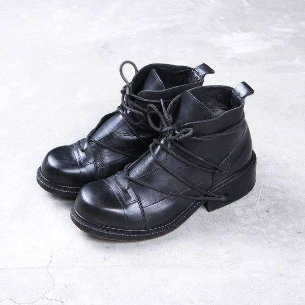 Dirk Bikkembergs Black Lace through Heel Leather Boot – akaibu.co