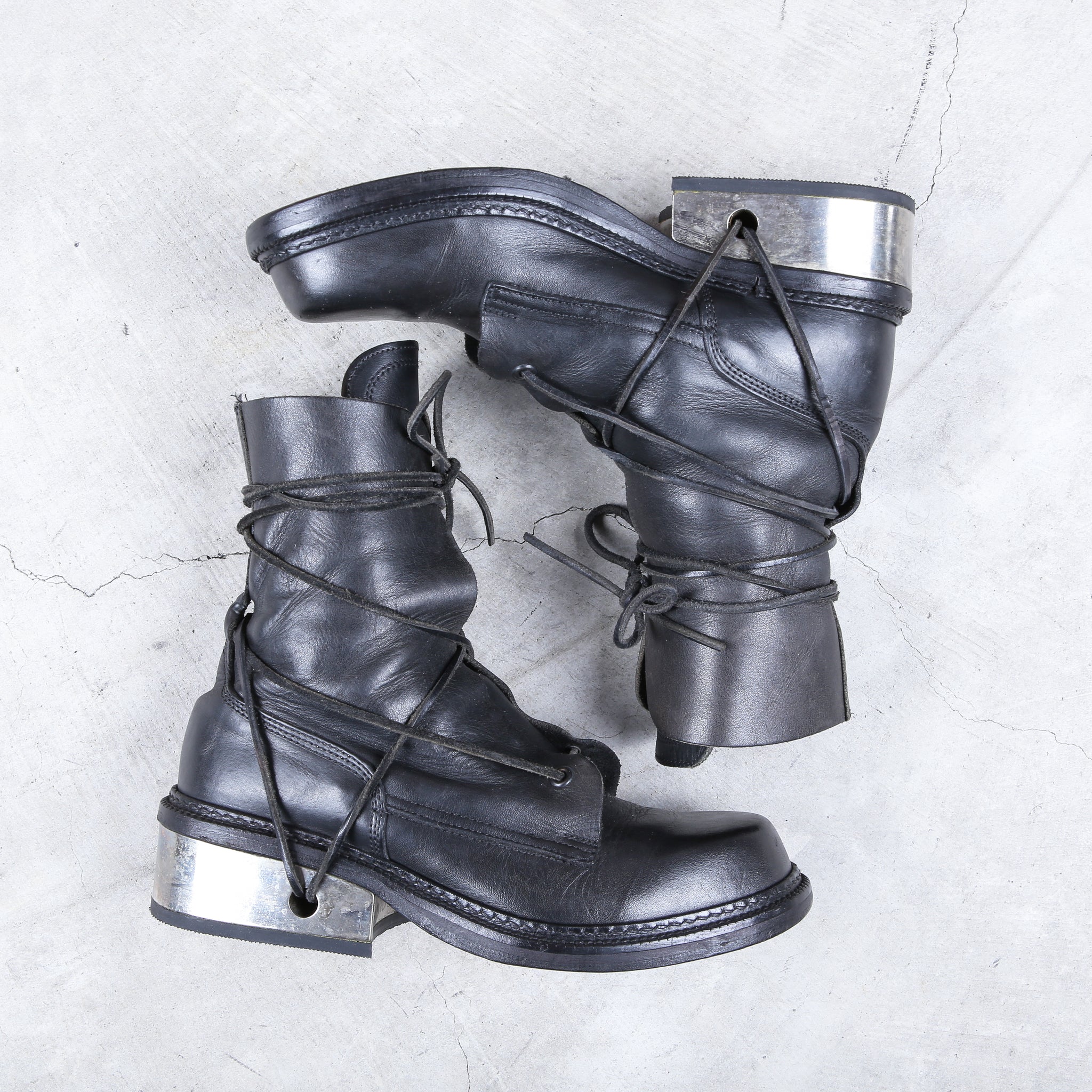 Dirk Bikkembergs Boots Metal Lace Through Heel in Black – akaibu.co