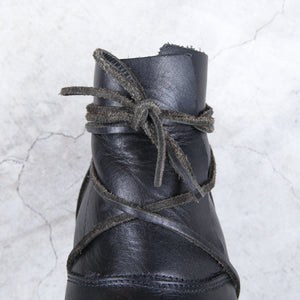 Dirk Bikkembergs Black Lace through Heel Leather Wrapped Boot
