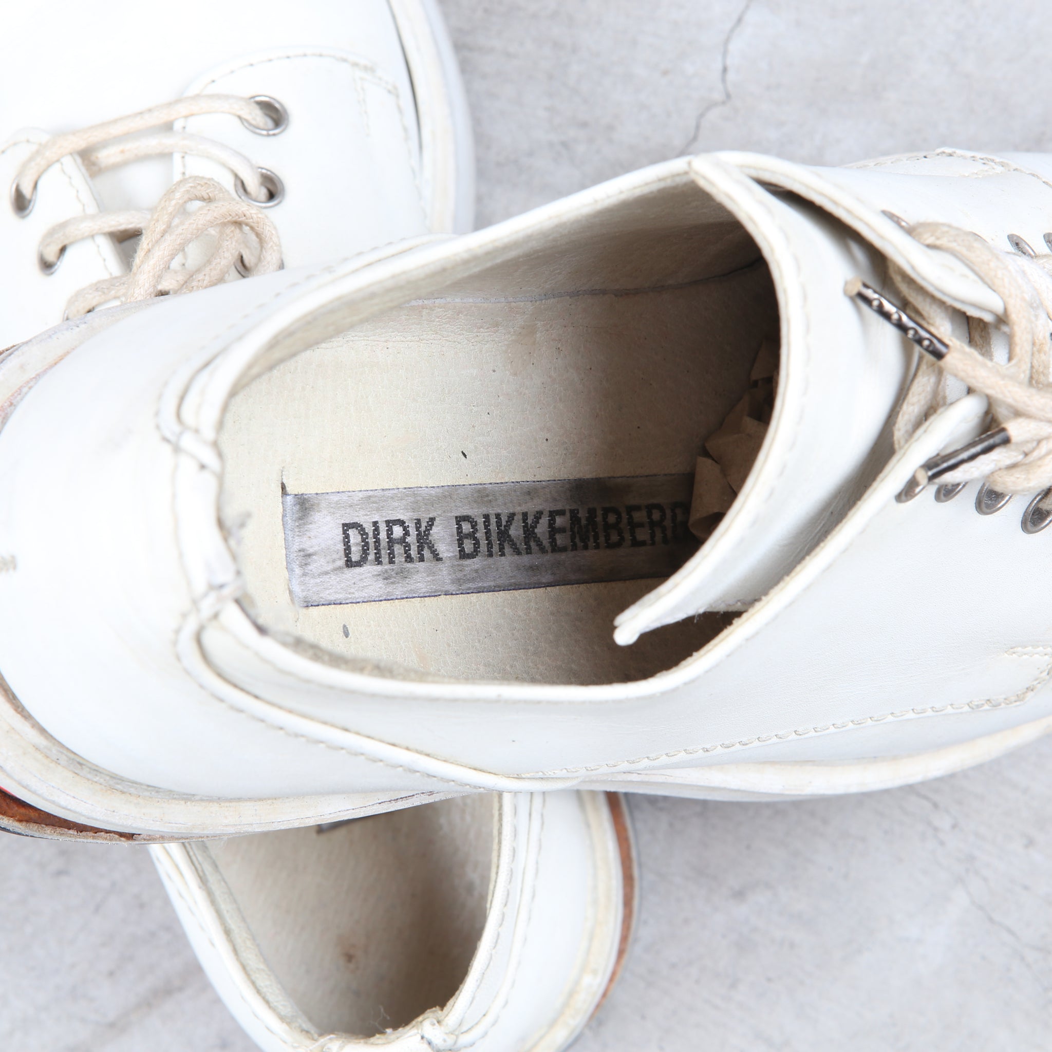 Dirk Bikkembergs White Derby Boots “Easy Rider” Orange Heel